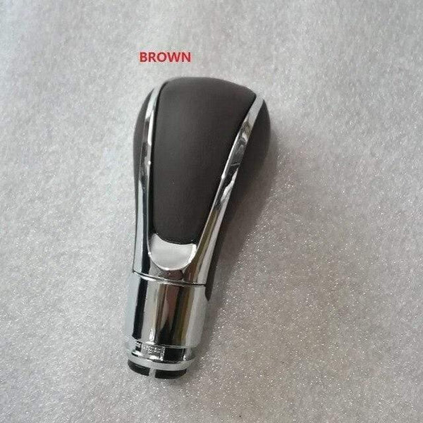 Planet Gates Brown Black Chrome PU Leather Automatic Transmission Gear Shift Shifter Lever Knob For Opel Vauxhall Insignia Buick Regal 20986271