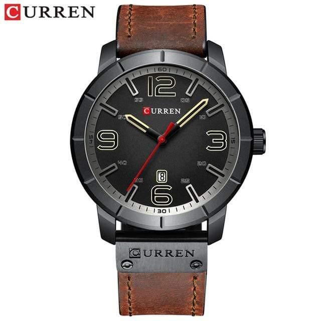 Planet Gates red black watch Men's Quartz Wristwatches Male Clock Top Brand Luxury Reloj Hombres Leather Wrist Watches with Calendar