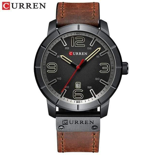 Planet Gates brown black watch Men's Quartz Wristwatches Male Clock Top Brand Luxury Reloj Hombres Leather Wrist Watches with Calendar