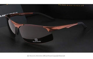 Planet Gates brown brown Aluminum Magnesium Men Sunglasses Polarized Sports Driving Night Vision Goggles Sunglass Fishing UV400 Rimless Sun Glasses