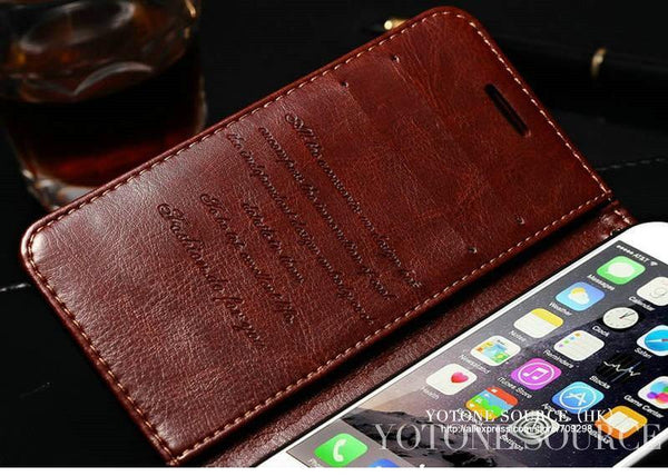 Planet Gates brown case / For iPhone 6 6S Wallet Leather Case For iPhone 6 6S Plus Luxury Coque Cover for iPhone 6 S 6S Plus Phone Cases With Card Slot TOMKAS Brand
