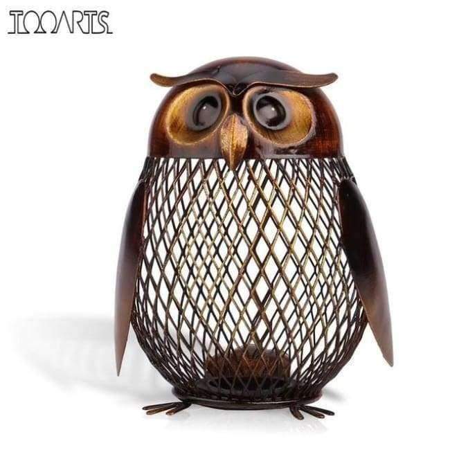 Planet Gates Bank Owl Shaped Figurine Piggy Bank Money Box Metal Coin Box Saving Box Home Decoration Crafts Gift For coins