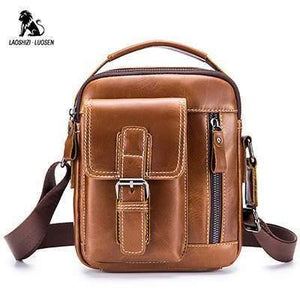 Planet Gates Brown / China Brand Genuine Leather Shoulder Bag Men Messenger Bags Small Casual Flap Zipper Design Male CrossBody Bag