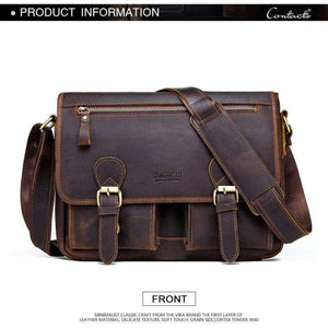 Planet Gates Brown / China CONTACT'S Genuine Crazy Horse Cowhide Leather Men Messenger Bag For Laptop Male Vintage Tote Shoulder Crossbody Bags Handbag