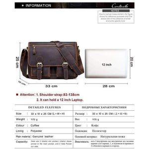Planet Gates Brown / China CONTACT'S Genuine Crazy Horse Cowhide Leather Men Messenger Bag For Laptop Male Vintage Tote Shoulder Crossbody Bags Handbag