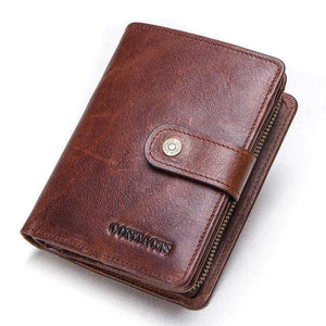 Planet Gates brown / China Genuine leather RFID vintage wallet men with coin pocket short wallets small zipper wallet with card holders man purse