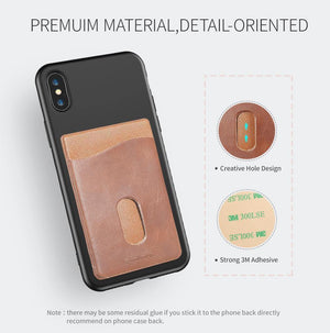 FLOVEME Leather 3M Adhesives Card Sticker Pocket Universal Credit Card Wallet Case For iPhone X 8 Samsung Women Men Phone Pouch - Planet Gates
