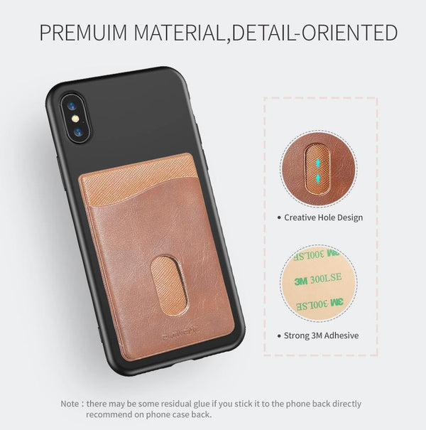 FLOVEME Leather 3M Adhesives Card Sticker Pocket Universal Credit Card Wallet Case For iPhone X 8 Samsung Women Men Phone Pouch - Planet Gates