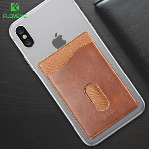 Planet Gates Brown / China / Universal FLOVEME Leather 3M Adhesives Card Sticker Pocket Universal Credit Card Wallet Case For iPhone X 8 Samsung Women Men Phone Pouch
