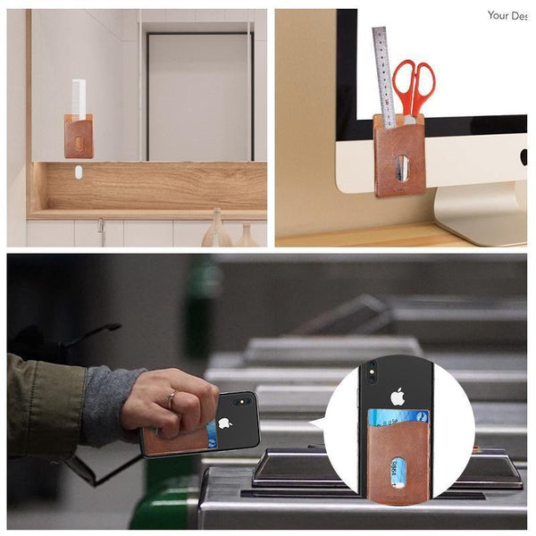 Planet Gates Brown / China / Universal FLOVEME Leather 3M Adhesives Card Sticker Pocket Universal Credit Card Wallet Case For iPhone X 8 Samsung Women Men Phone Pouch