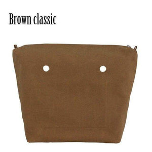 Planet Gates brown classic PU Nubuck Frosted Leather Waterproof Inner Lining Zipper Pocket for Obag Classic Mini  Lining Insert for O BAG