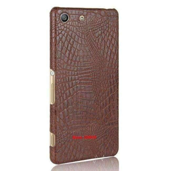 Planet Gates Brown Crocodile Snake Pattern Hard PC PU Leather Leathe Lether Phone accessories Back Etui Coque Case For Sony Xperia M5 Cheap