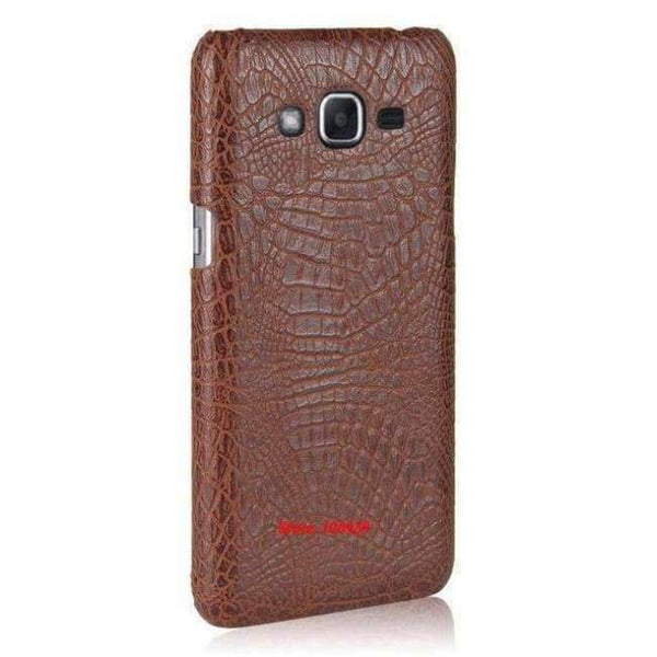 Planet Gates Brown Crocodile Snake Pattern Hard PC PU Leather Lether Phone Etui Coque Case For Samsung Galaxy J2 Prime G532 5.0 Pink Deluxe