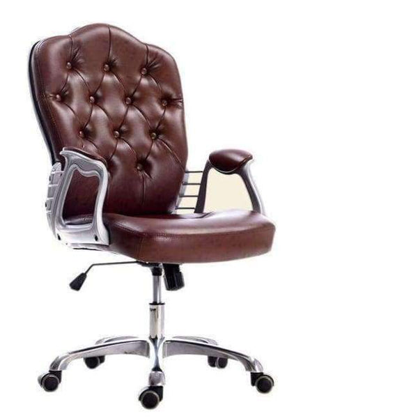 Planet Gates Brown European PU Leather Office Chair Executive Lift Swivel Leisure Chair
