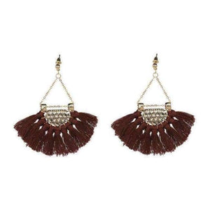 Planet Gates Brown Fan shaped Cotton Tassels Bohemia Earrings For Women Ethnic Jewelry Big Dangle Earrings Handmade Fringe Pendientes