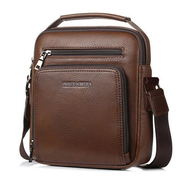 Planet Gates brown Fashion designer high quality PU leather men shoulder bag casual zipper office messenger bags for men Crossbody Bags