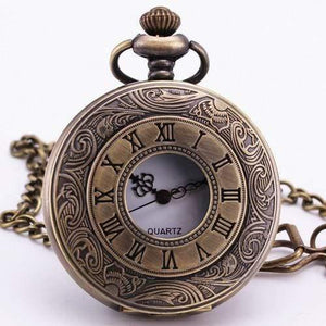Planet Gates BROWN Fashion Quartz Pocket Watch Open Cover Roman Gothic Style Delicate Pattern Black Case Fob Watches