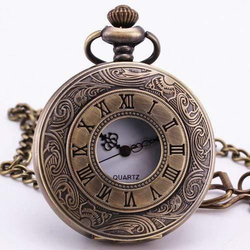 Planet Gates BROWN Fashion Quartz Pocket Watch Open Cover Roman Gothic Style Delicate Pattern Black Case Fob Watches