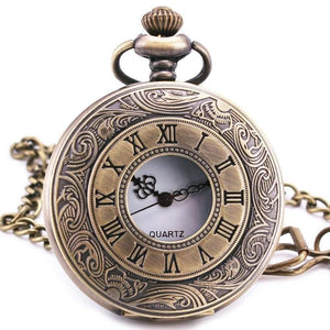 Planet Gates BROWN Fashion Quartz Pocket Watch Open Cover Roman Gothic Style Delicate Pattern Black Case Fob Watches