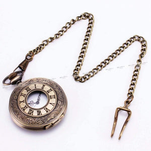 Planet Gates BROWN Fashion Quartz Pocket Watch Open Cover Roman Gothic Style Delicate Pattern Black Case Fob Watches