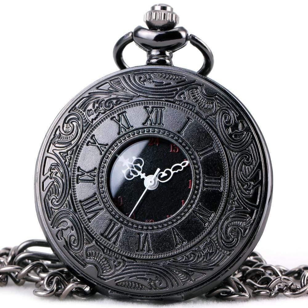 Planet Gates BROWN Fashion Quartz Pocket Watch Open Cover Roman Gothic Style Delicate Pattern Black Case Fob Watches