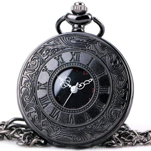 Planet Gates BROWN Fashion Quartz Pocket Watch Open Cover Roman Gothic Style Delicate Pattern Black Case Fob Watches