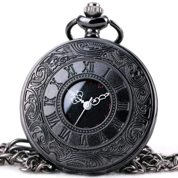 Planet Gates BROWN Fashion Quartz Pocket Watch Open Cover Roman Gothic Style Delicate Pattern Black Case Fob Watches