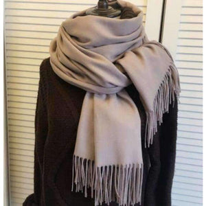 Female Male Canada Wool Cashmere Scarf Pashmina Tassels Women Wrap Warm Luxury Brand Scarf Unisex Men Scarf - Brown