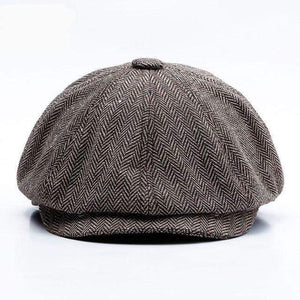 Planet Gates Brown / Fitted  58cm Unisex Autumn Winter Newsboy Caps Men And Women Warm Tweed Octagonal Hat For Male Detective Hats Retro Flat Caps chapeau