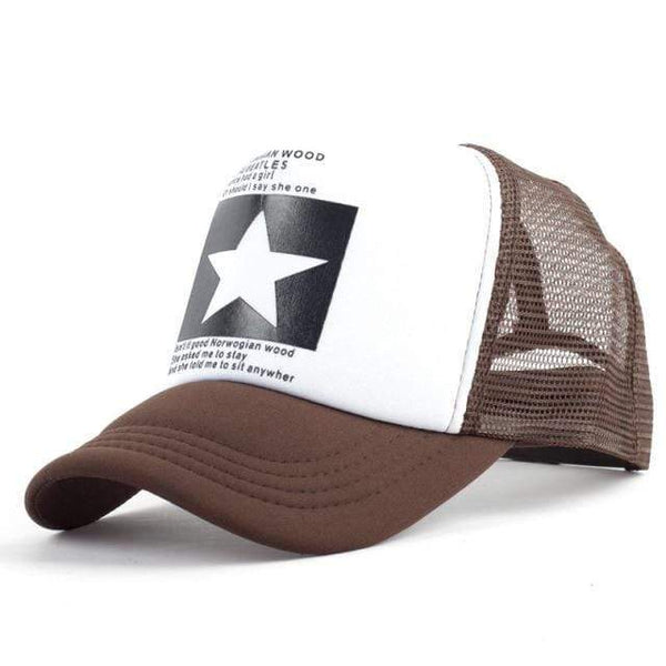 Planet Gates Brown Five Star Pattern Baseball Cap Women Outdoor Baseball Hat Breathable Men Women Summer Mesh Caps Snapback Gorras