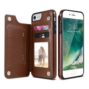 Planet Gates Brown / For iPhone 7 8 Retro PU Leather Case For iPhone X 6 6s 7 8 Plus XS 5S SE Multi Card Holders Phone Cases For iPhone XS Max XR 10 Cover