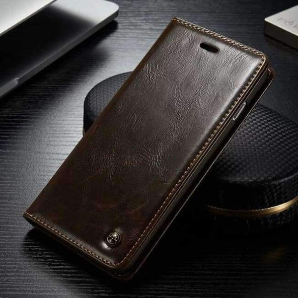 Planet Gates Brown / For iPhone 7 Luxury Flip Cover For iPhone 7 Case Genuine Real Leather Wallet Original Brand Phone Case For iPhone 7 Plus Coque Celula