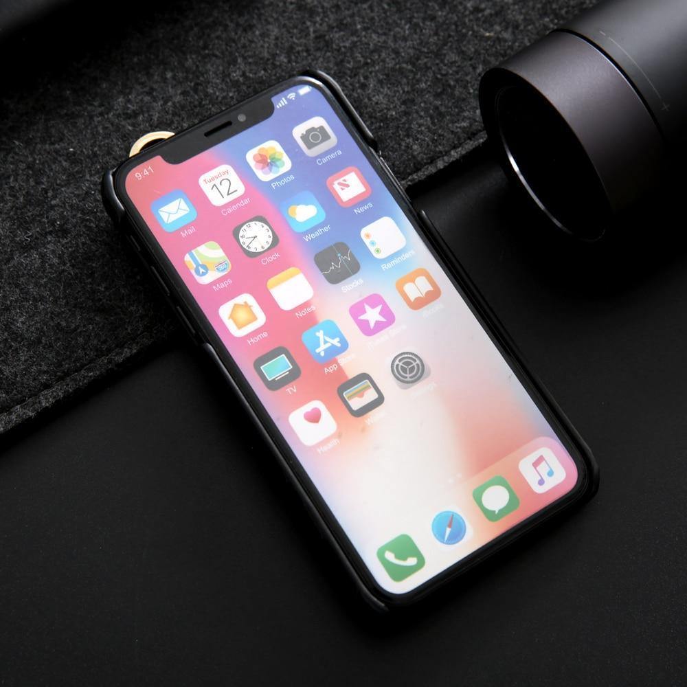 Planet Gates brown / For iPhone XS Max iPhone XS Leather Case Luxury Crocodile Pattern Hand Strap Genuine Leather Back Phone Case Cover for iPhone XS Max XS XR 7 8