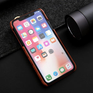 Planet Gates brown / For iPhone XS Max iPhone XS Leather Case Luxury Crocodile Pattern Hand Strap Genuine Leather Back Phone Case Cover for iPhone XS Max XS XR 7 8