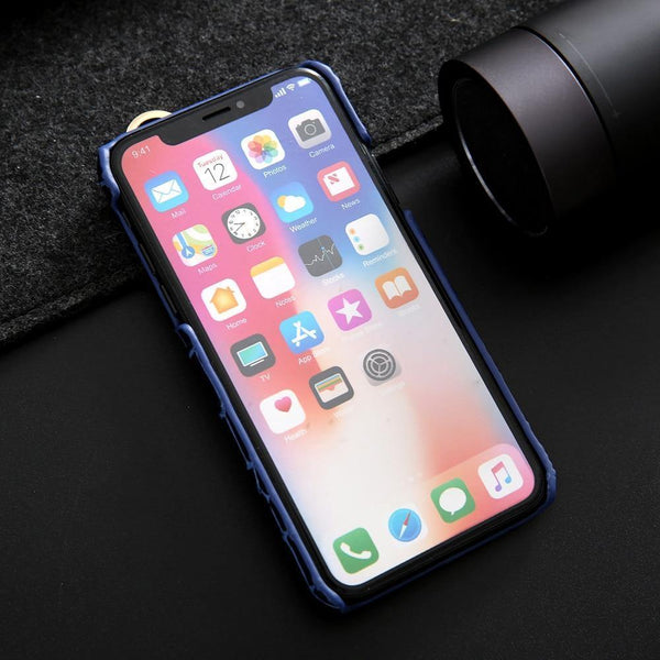 Planet Gates brown / For iPhone XS Max iPhone XS Leather Case Luxury Crocodile Pattern Hand Strap Genuine Leather Back Phone Case Cover for iPhone XS Max XS XR 7 8