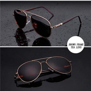 Planet Gates Brown Frame Tea Aviation Metal Frame Quality Oversized Spring Leg Alloy Men Sunglasses Polarized Brand Design Pilot Male Sun Glasses Driving
