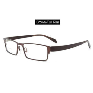 Planet Gates Brown Full-Rim Men Titanium Alloy Eyeglasses Frame for Men Eyewear Flexible Temples Legs IP Electroplating Alloy Material,4 Styles,4 Colors