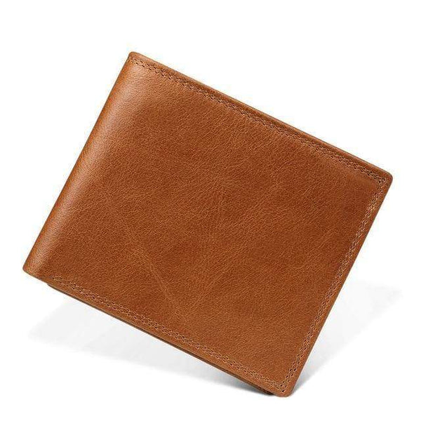 Planet Gates Brown Genuine Crazy Horse Leather Men Wallets Vintage Trifold Wallet Zip Coin Pocket Purse Cowhide Leather Rfid Wallet For Men