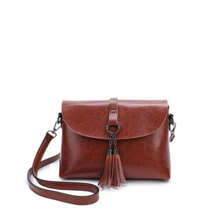 Planet Gates Brown Genuine Leather Women Crossbody Bag Fashion Tassel Messenger Bag Simple Design Small Female Shoulder Bag Women Purse