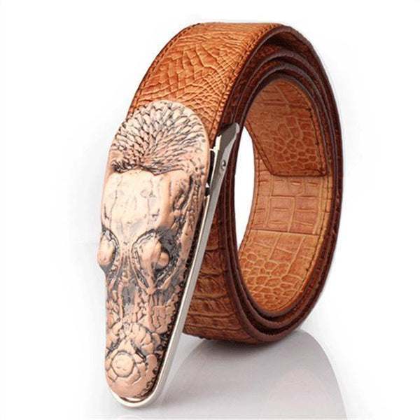 Planet Gates Brown Gold / 105cm Mens Belts Luxury cow Leather Designer Belt Men High Quality Luxury Crocodile Cinturones Hombre