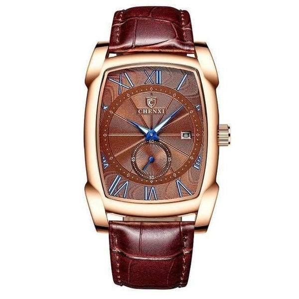 Planet Gates Brown Gold Brown Men Watches Men's Military Clock Relogio Masculino Brown Leather Wristwatches 2019 New Style Erkek Kol Saati