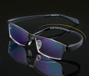 Planet Gates Brown Half-Rim Men Titanium Alloy Eyeglasses Frame for Men Eyewear Flexible Temples Legs IP Electroplating Alloy Material,4 Styles,4 Colors