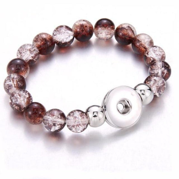 Planet Gates brown Handmade Snap Button Bracelet 10mm Imitation Pearls Beads Snap Jewelry Fit 18mm Snap Button Jewelry Beaded Bracelet