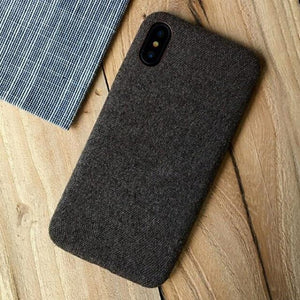 Planet Gates Brown / IX TOMKAS Linen Soft Cloth Case For iPhone X 6 7 8 Cases Luxury Cover Cotton Coque Phone Case For iPhone 6S 7 8 Plus Back Cover