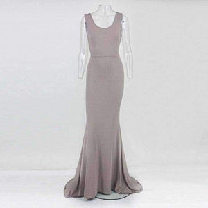 Planet Gates Brown / L Backless Sexy Women Long Mermaid Dress Party Prom Floor Length Dresses Black Elegent Bowknot Summer Dress Vestido