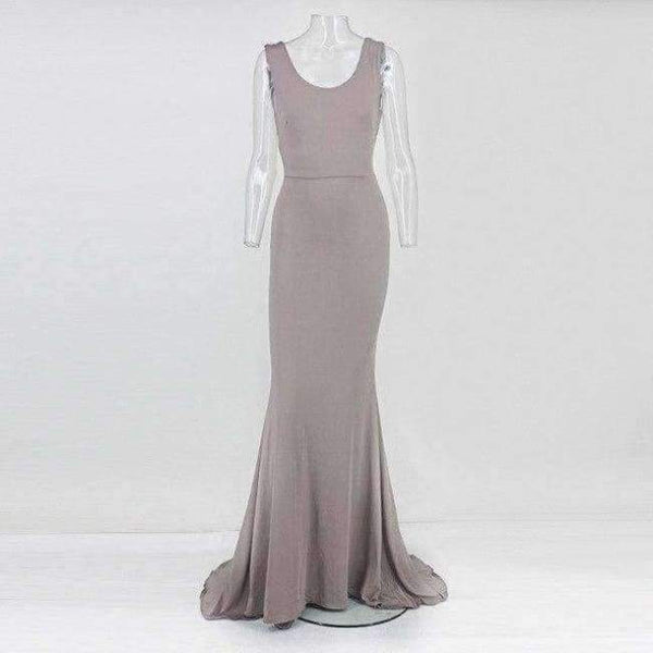 Planet Gates Brown / L Backless Sexy Women Long Mermaid Dress Party Prom Floor Length Dresses Black Elegent Bowknot Summer Dress Vestido