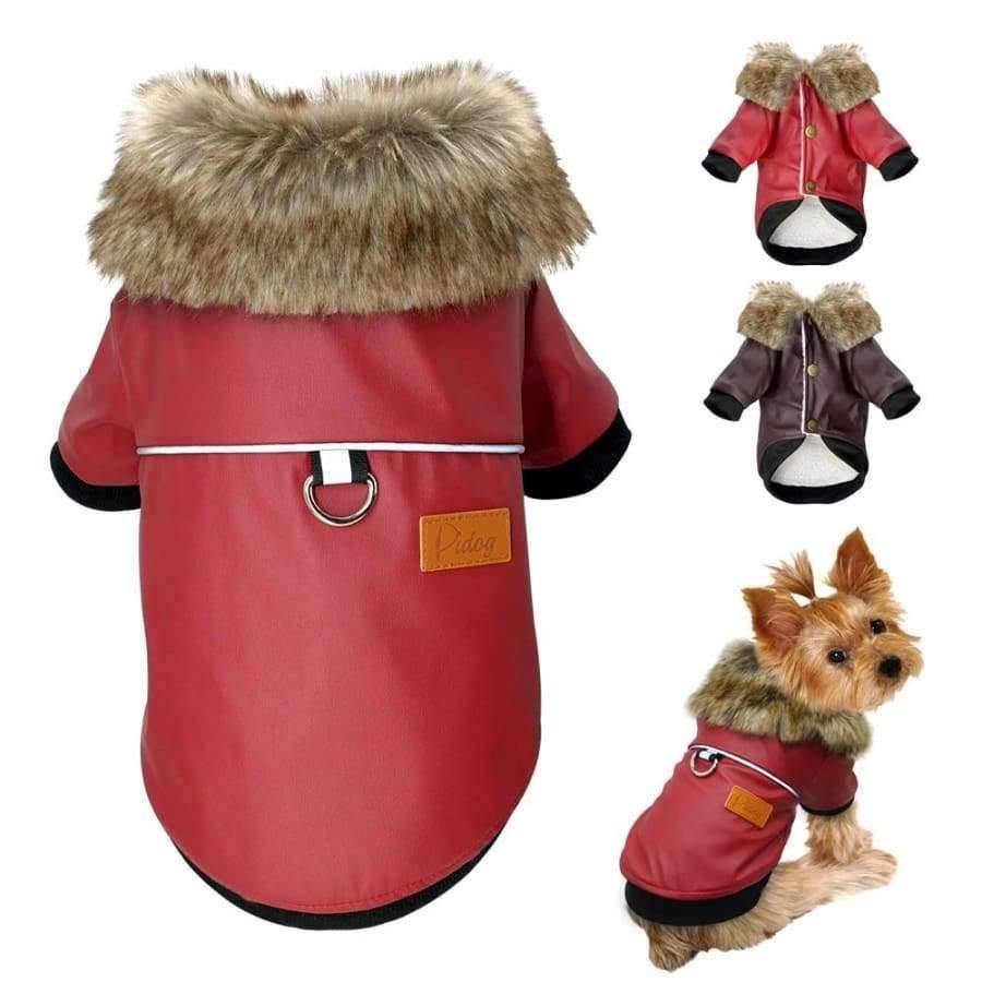 Planet Gates Brown / L Dog Clothes Leather Coat Winter Dog Jacket Coat For Small Dogs Pets Pug French Bulldog Schnauzer roupa cachorro