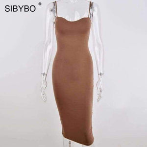 Planet Gates Brown / L Double Layers Cotton Sexy Bodycon Dress Women Autumn Winter Backless Slim Elastic Push Up Bandage Party Dresses Vestidos