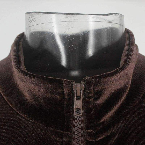 Planet Gates Brown / L Velvet Long Bodycon Autumn Winter Rompers Womens Jumpsuit Sexy Elegant Brown Long Sleeve Jumpsuits For Women 2018