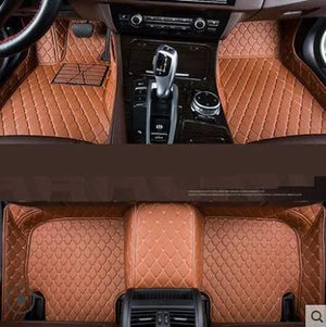 Planet Gates Brown Leather car floor mats for Toyota Rav4 2009-2014 2015 2016 2017 2018 Custom auto foot Pads automobile carpet cover